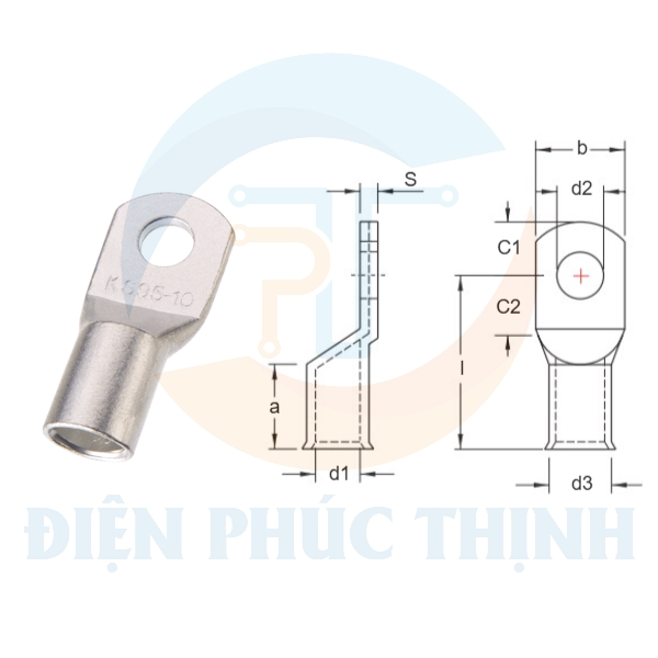 TLKF70-12 / Đầu Cosse Đồng (Dòng TLKF) KST 70 mm - NON-INSULATED COPPER TUBULAR LUGS (TLKF SERIES)
