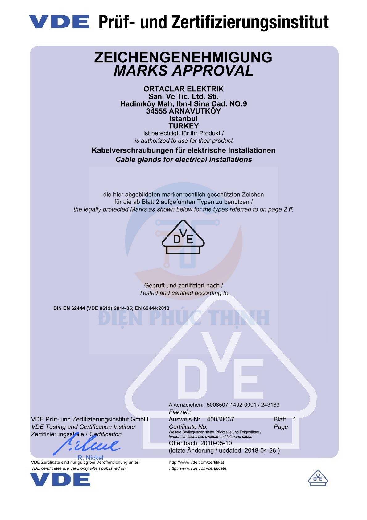 ORB01-R / Ốc Siết Cáp Ortac Nhựa Màu Đen PG 7 Halogen Free Đạt Chuẩn VDE / EU