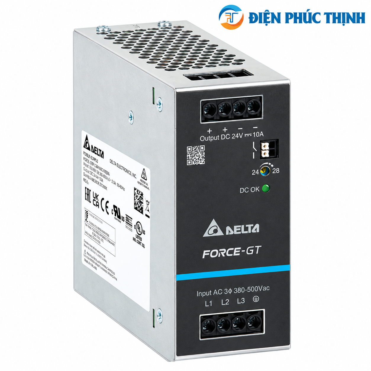 Bộ Nguồn Delta Force-GT DRF 24VDC 120W–960W 3 Pha DIN Rail