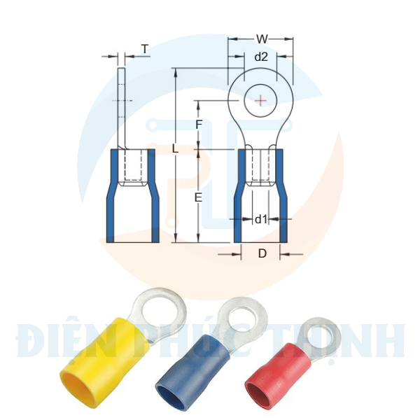 KST-RVBS8-6 / Đầu Cosse Tròn Bọc Nhựa KST 8 mm2 (100 Cái/Bịch) - VINYL-INSULATED RING TERMINALS
