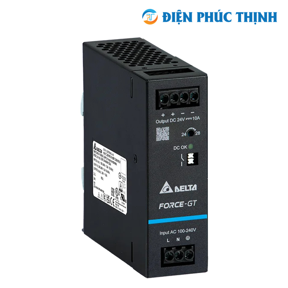 Bộ Nguồn Delta Force-GT DRF 12VDC 120W–240W 1 Pha DIN Rail