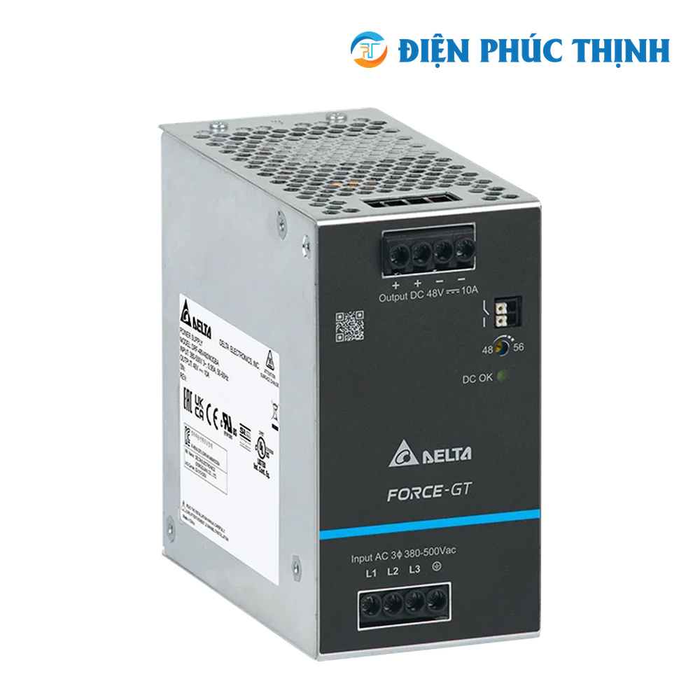 Bộ Nguồn Delta Force-GT DRF 48VDC 480W–960W 3 Pha DIN Rail