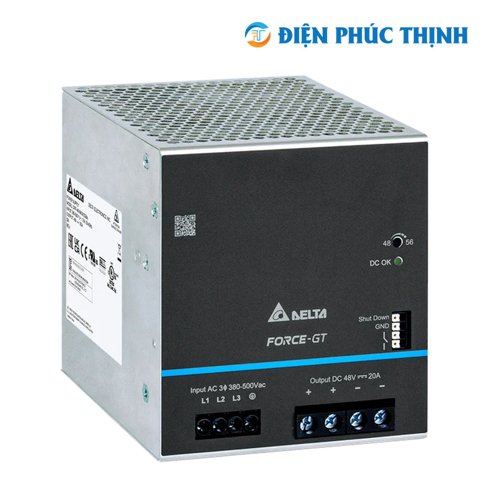 Bộ Nguồn Delta Force-GT DRF 48VDC 480W–960W 3 Pha DIN Rail