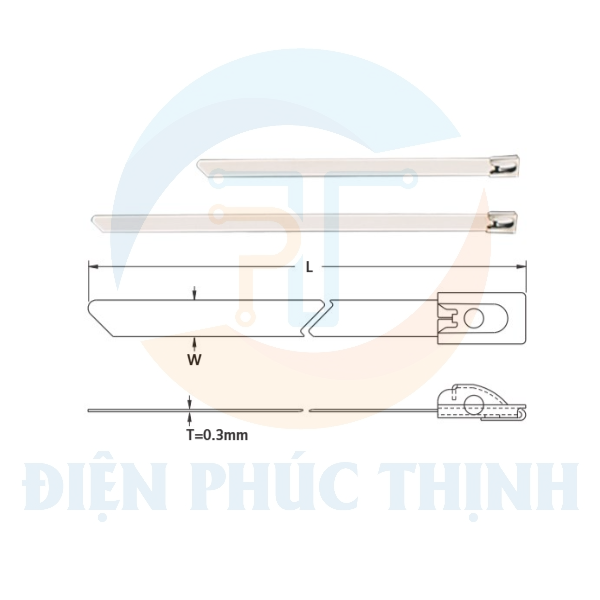 KST-STB-250M / Dây Rút INOX Loại 316 Kích thước 250 x 8.0mm (50 Cái/Bịch) - STAINLESS STEEL TIES