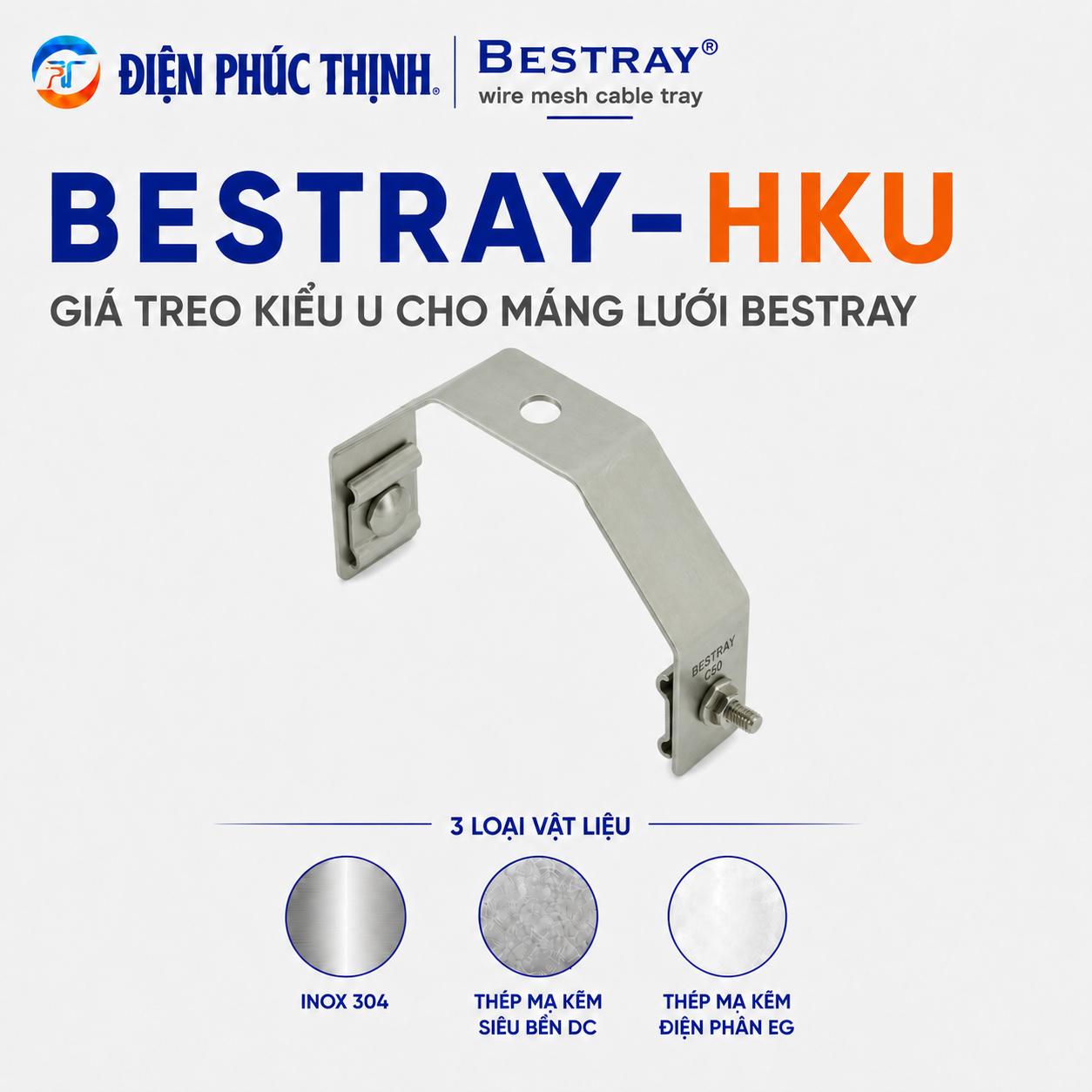 BESTRAY-HKU / Giá Treo Kiểu U Cho Máng Lưới Bestray