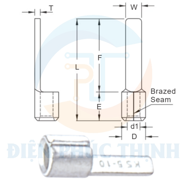 KST-DBNB5-10 / Đầu cosse lưỡi dẫn điện 4-6 mm2 - NON-INSULATED BLADE TERMINALS hãng KST