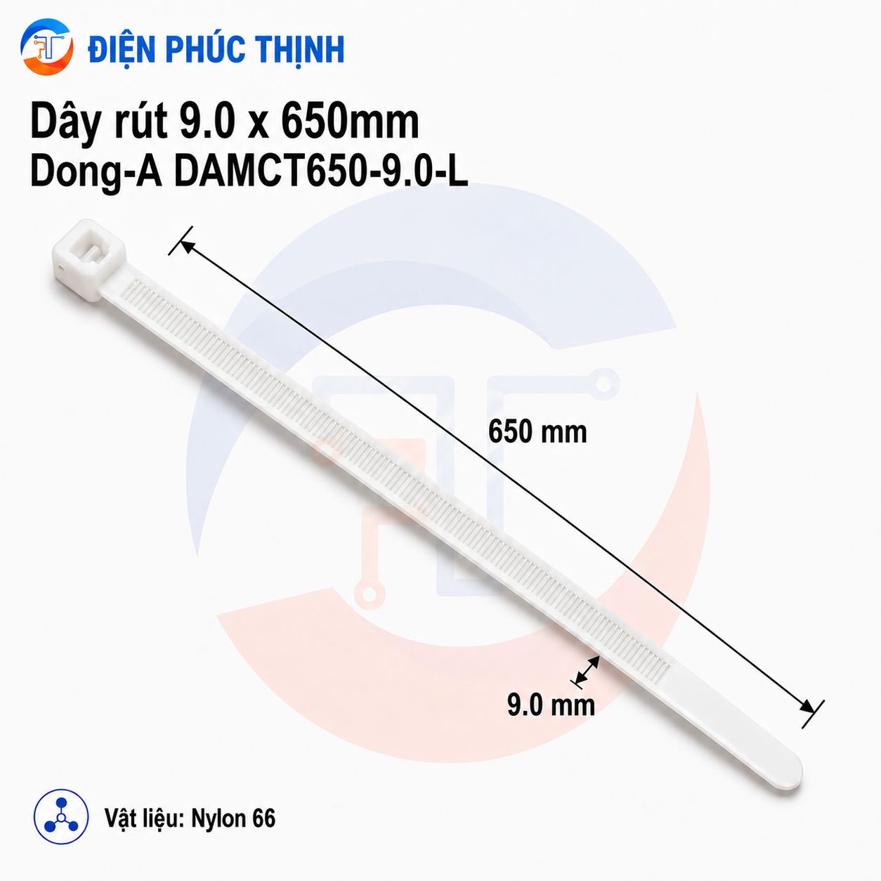 DONG-A-DAMCT650-9.0-L / Dây Rút Nhựa Dong-A 9.0×650mm