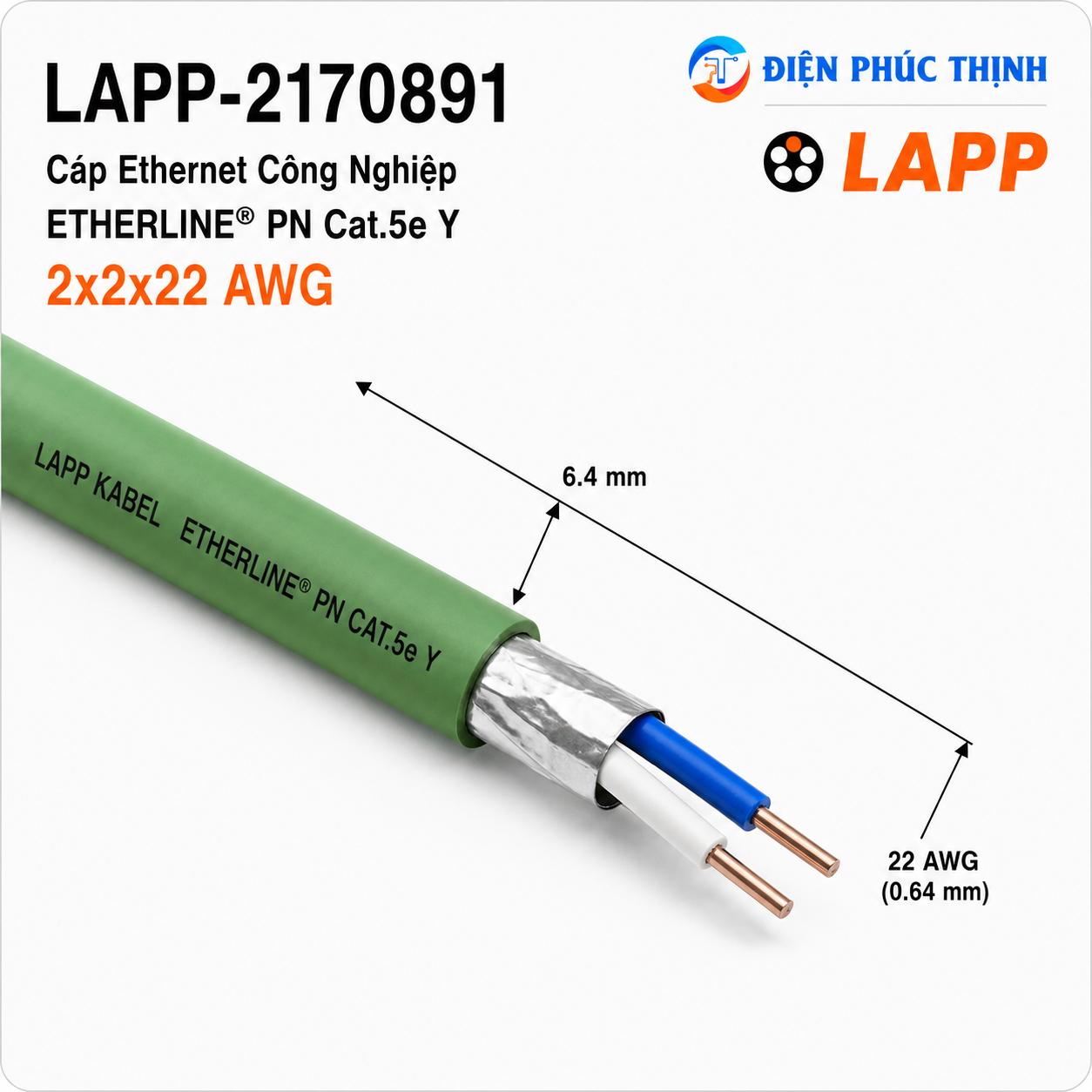LAPP-2170891 / Cáp ETHERLINE PN Cat.5e Y 2x2x22 AWG