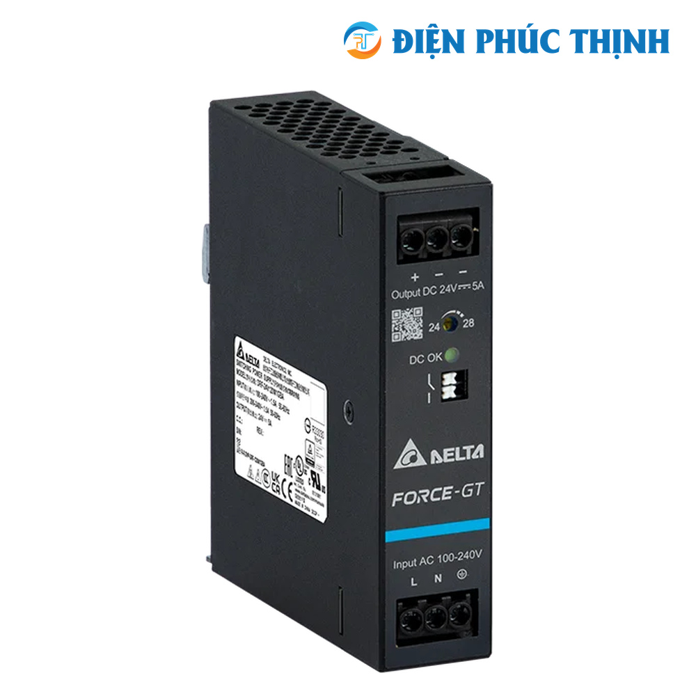Bộ Nguồn Delta Force-GT DRF 12VDC 120W–240W 1 Pha DIN Rail