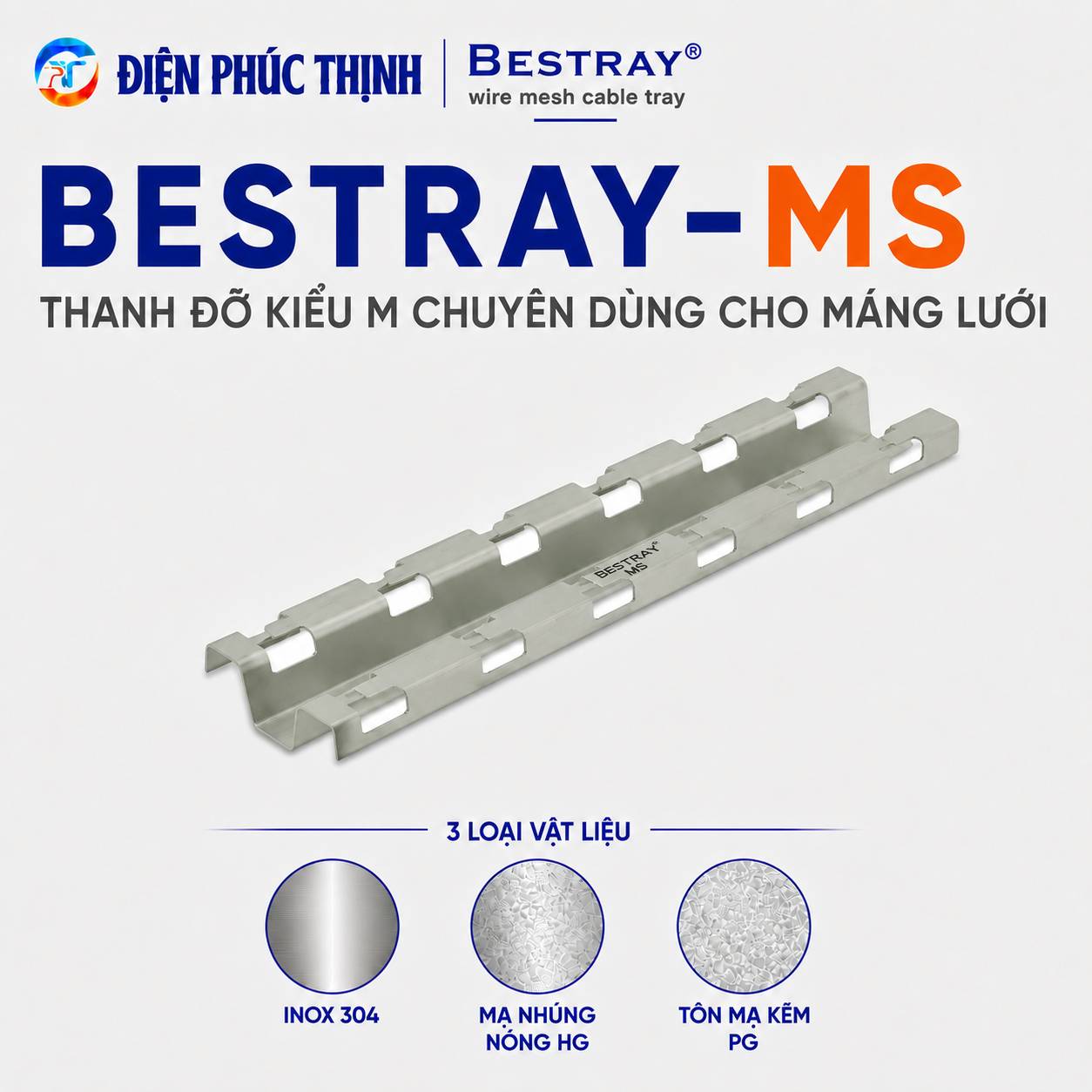 BESTRAY-MS / Thanh Đỡ Kiểu M Chuyên Dùng Cho Máng Lưới Bestray