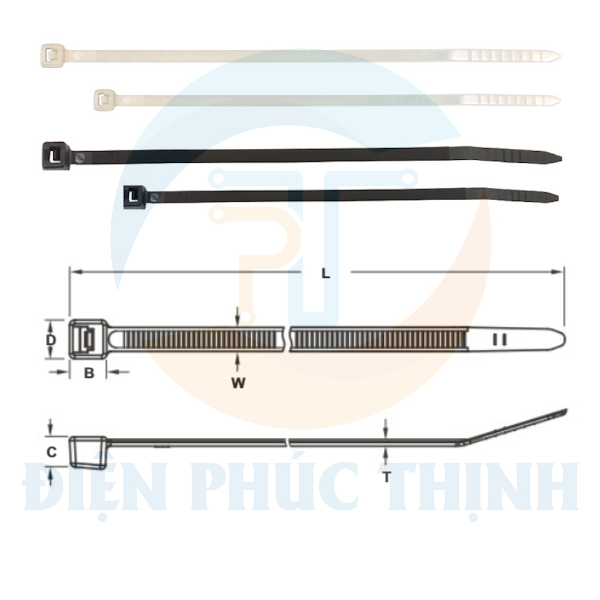 KST-K-200SD / Dây Rút Nhựa KST 4.8 (SD) Kích Thước 200 x 4.8mm (100 Cái/Bịch) - Nylon cable ties