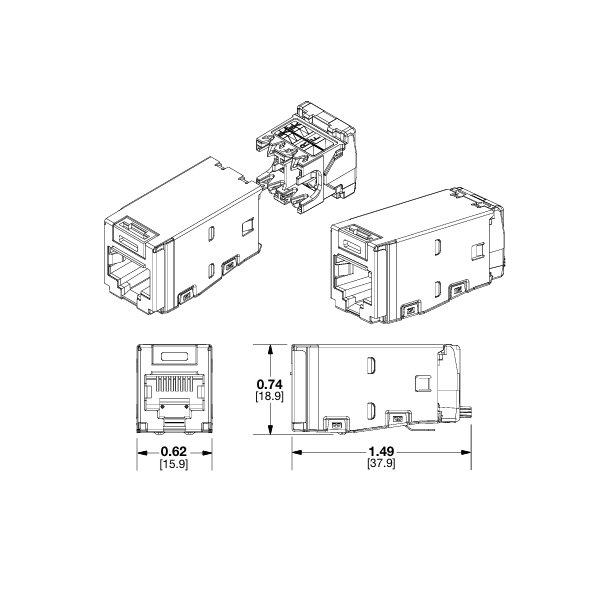 CJS6X88TGY / Mô-đun Giắc Cắm Có Vỏ Bọc Panduit RJ45 - Cat 6A TG - Đen