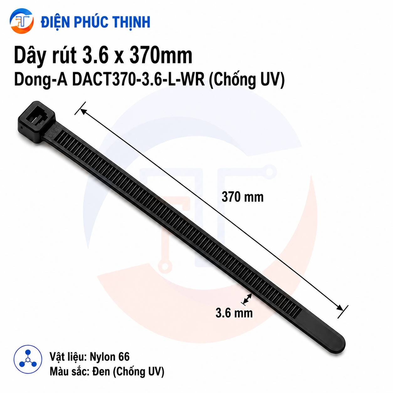 DONG-A-DACT370-3.6-L-WR / Dây Rút Nhựa Dong-A 3.6×370mm Chống UV