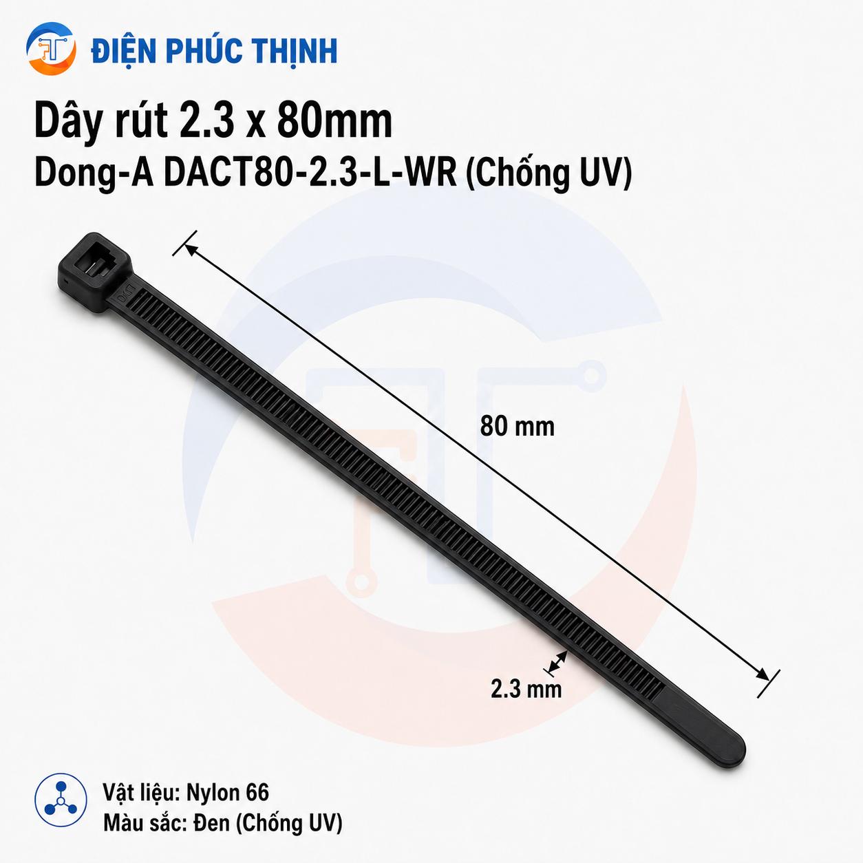 DONG-A-DACT80-2.3-L-WR / Dây Rút Nhựa Chống UV Dong-A 2.3×80mm