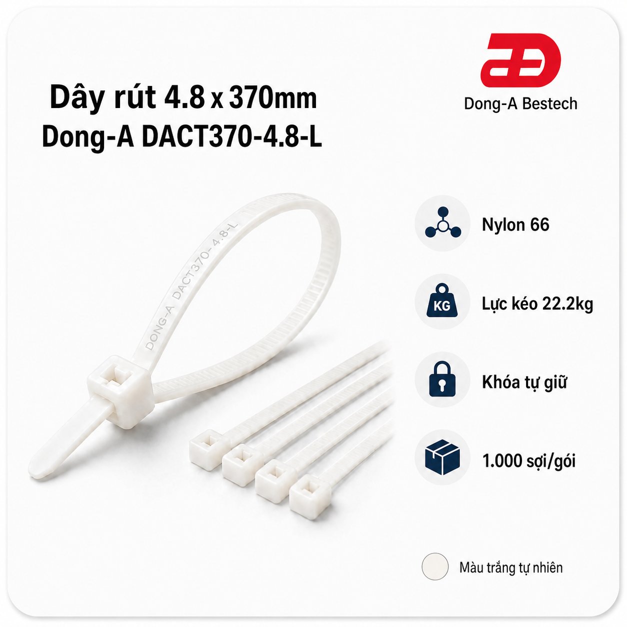 DONG-A-DACT370-4.8-L / Dây Rút Nhựa Dong-A 4.8x370mm