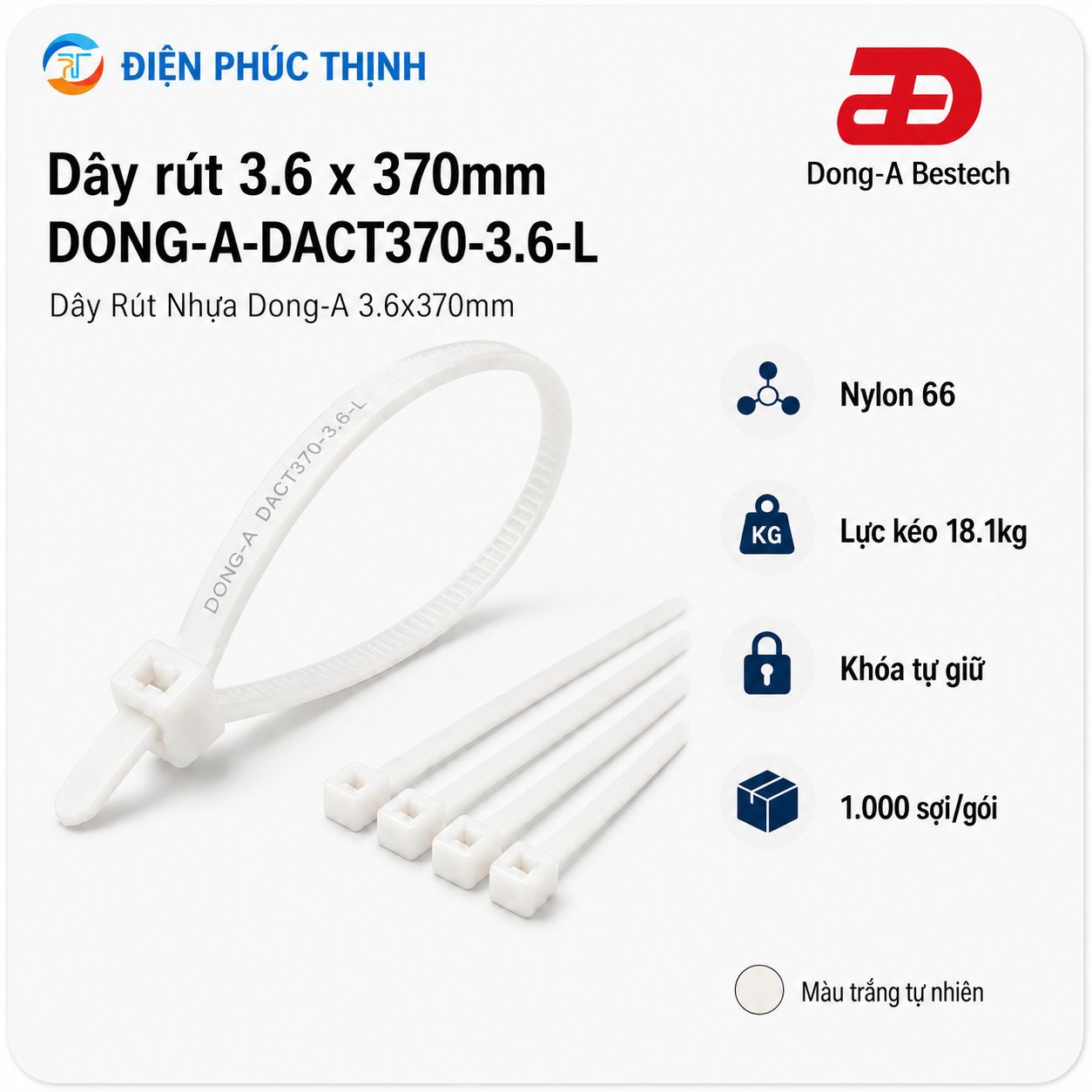 DONG-A-DACT370-3.6-L / Dây Rút Nhựa Dong-A 3.6x370mm