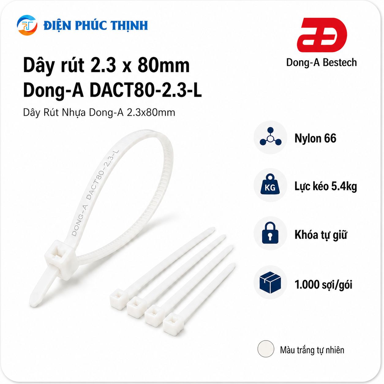 DONG-A-DACT80-2.3-L / Dây Rút Nhựa Dong-A 2.3x80mm