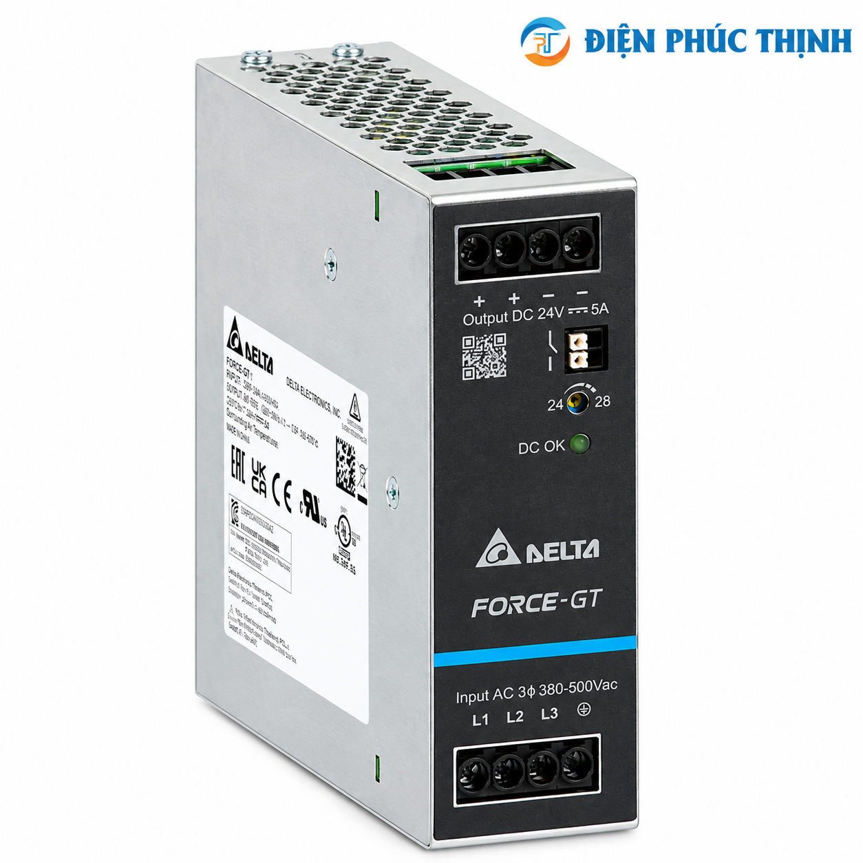 Bộ Nguồn Delta Force-GT DRF 24VDC 120W–960W 3 Pha DIN Rail