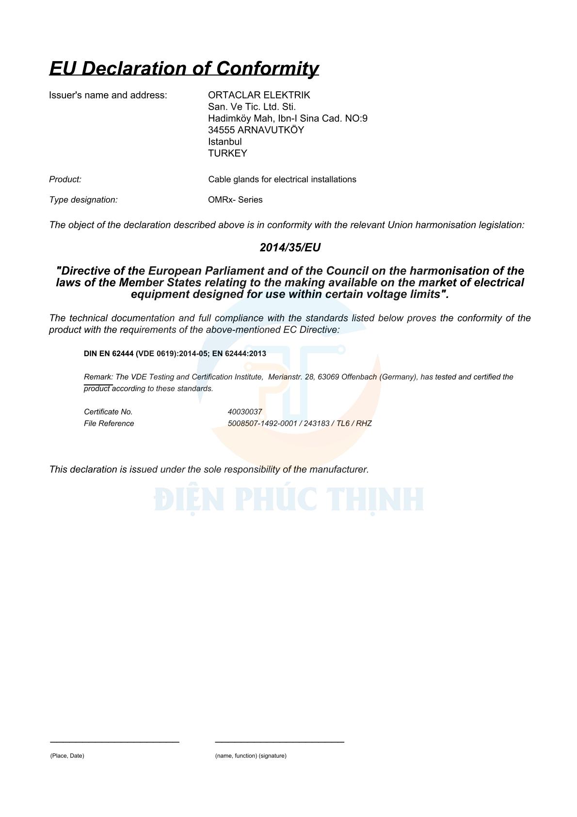 ORL08-R / Ốc Siết Cáp Ortac Nhựa Màu Xám Trắng PG 36 Halogen Free Đạt Chuẩn VDE / EU