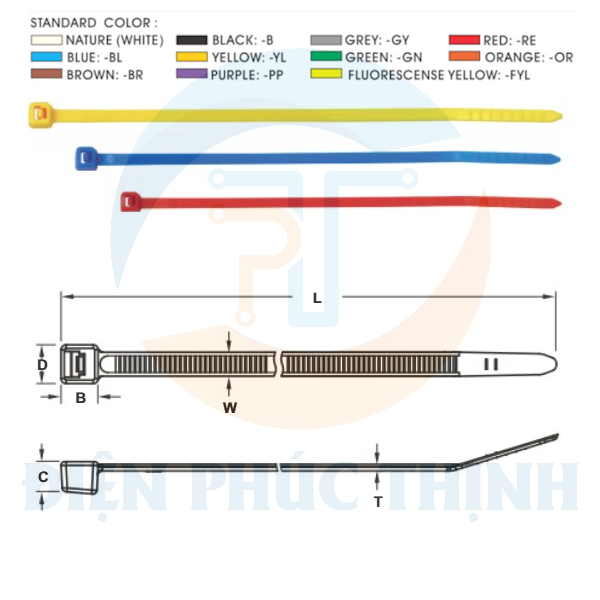 KST-K-250I / Dây Rút Nhựa KST 3.6 (I) Kích Thước 250 x 3.6mm (100 Cái/Bịch) - Nylon cable ties