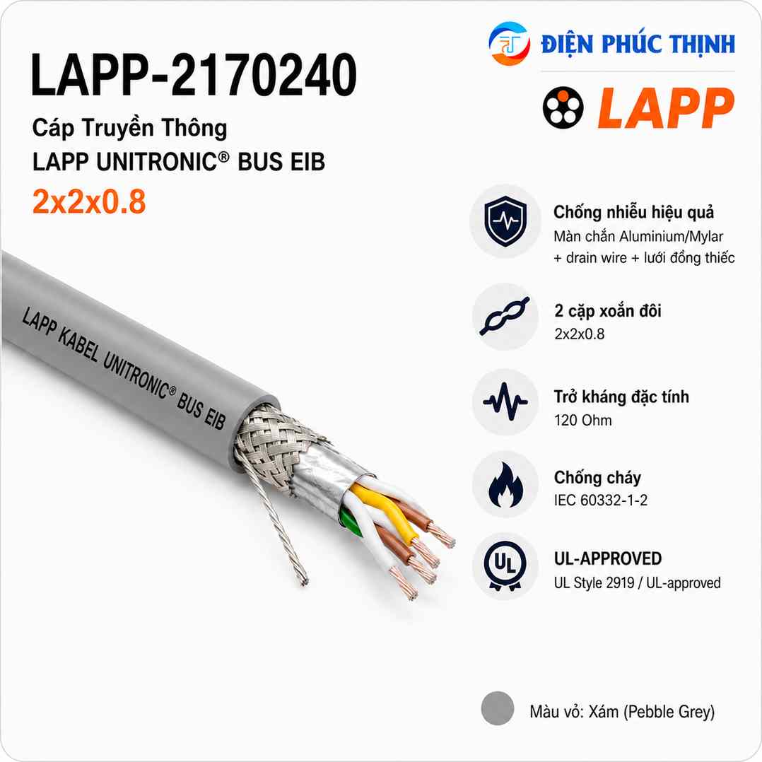LAPP-2170240 / Cáp Truyền Thông LAPP UNITRONIC BUS EIB 2x2x0.8