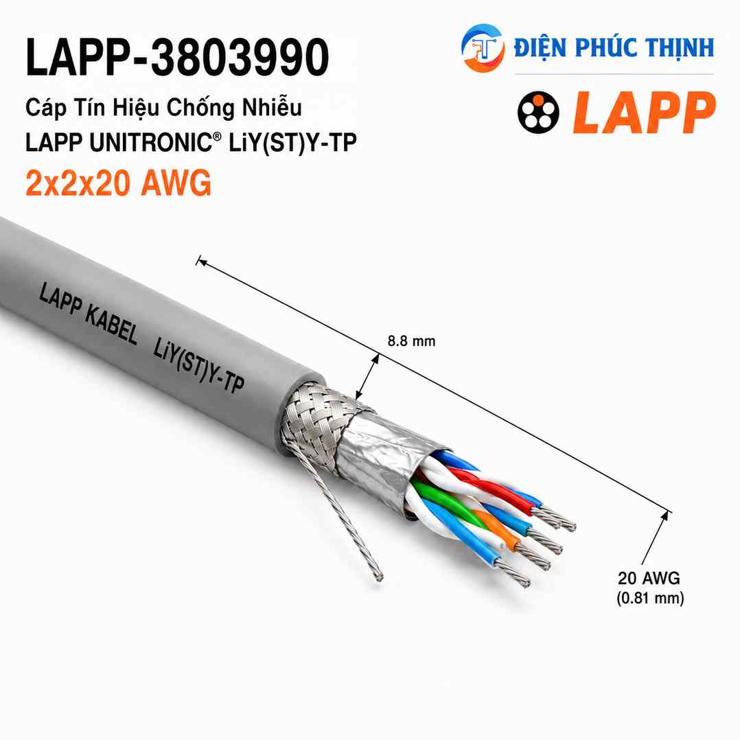 LAPP-3803990 / Cáp Tín Hiệu Chống Nhiễu LAPP UNITRONIC LiY(ST)Y-TP 2x2x20 AWG