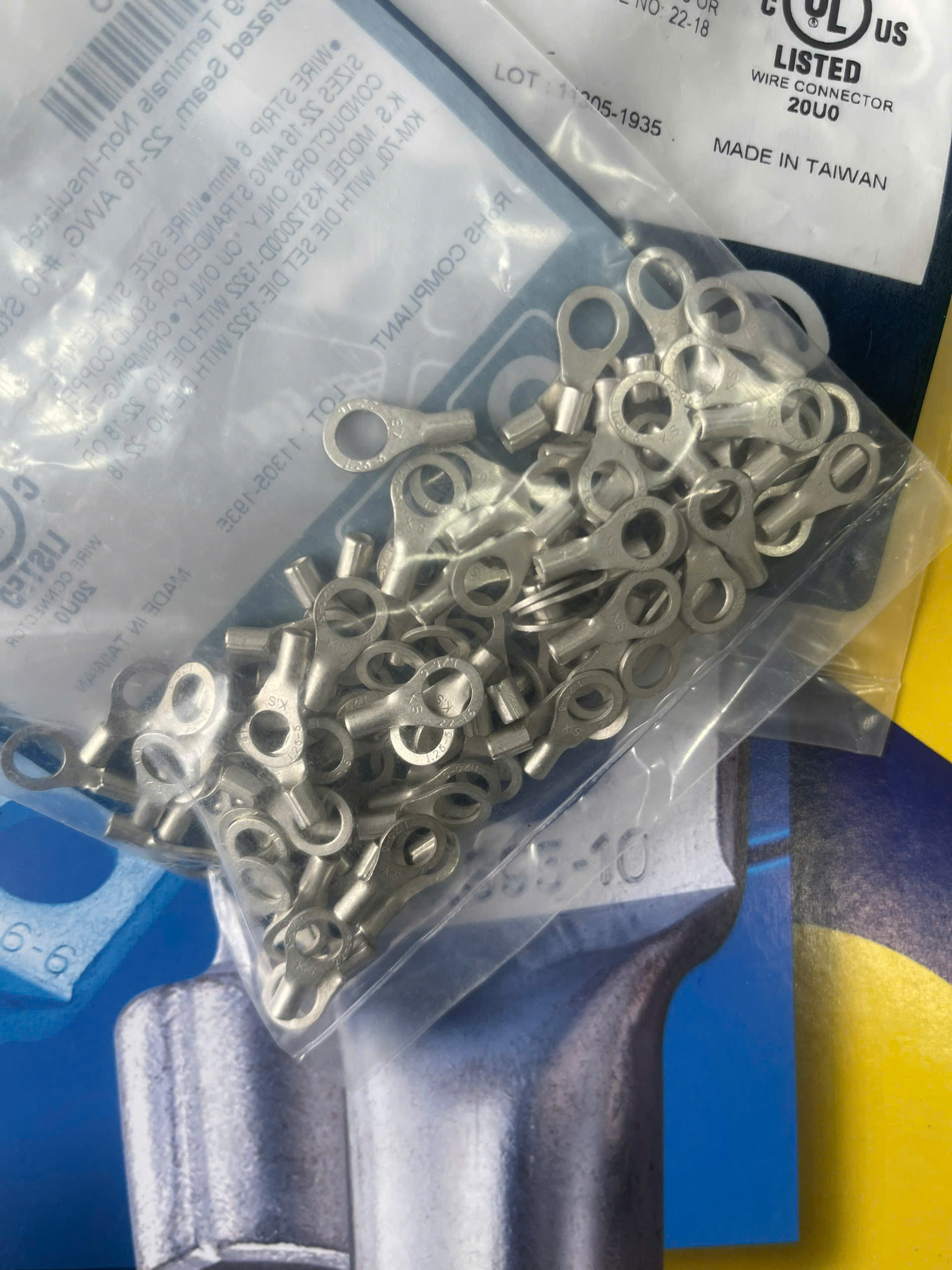 KST-RNB1-5 / Đầu Cosse Tròn Trần KST 0.5-1.5 mm2 (100 Cái/Bịch) - NON-INSULATED RING TERMINALS