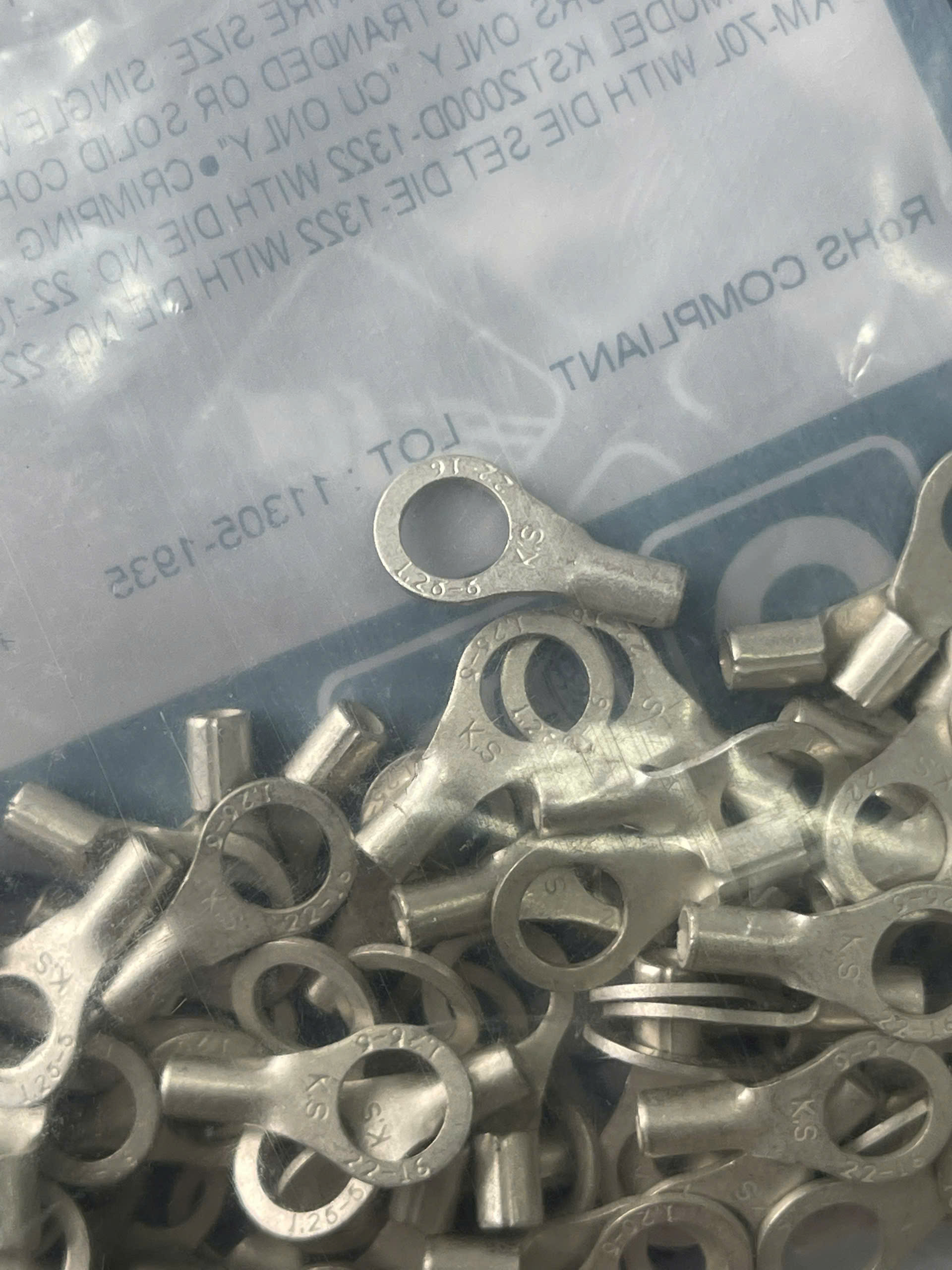 KST-RNB1-5 / Đầu Cosse Tròn Trần KST 0.5-1.5 mm2 (100 Cái/Bịch) - NON-INSULATED RING TERMINALS