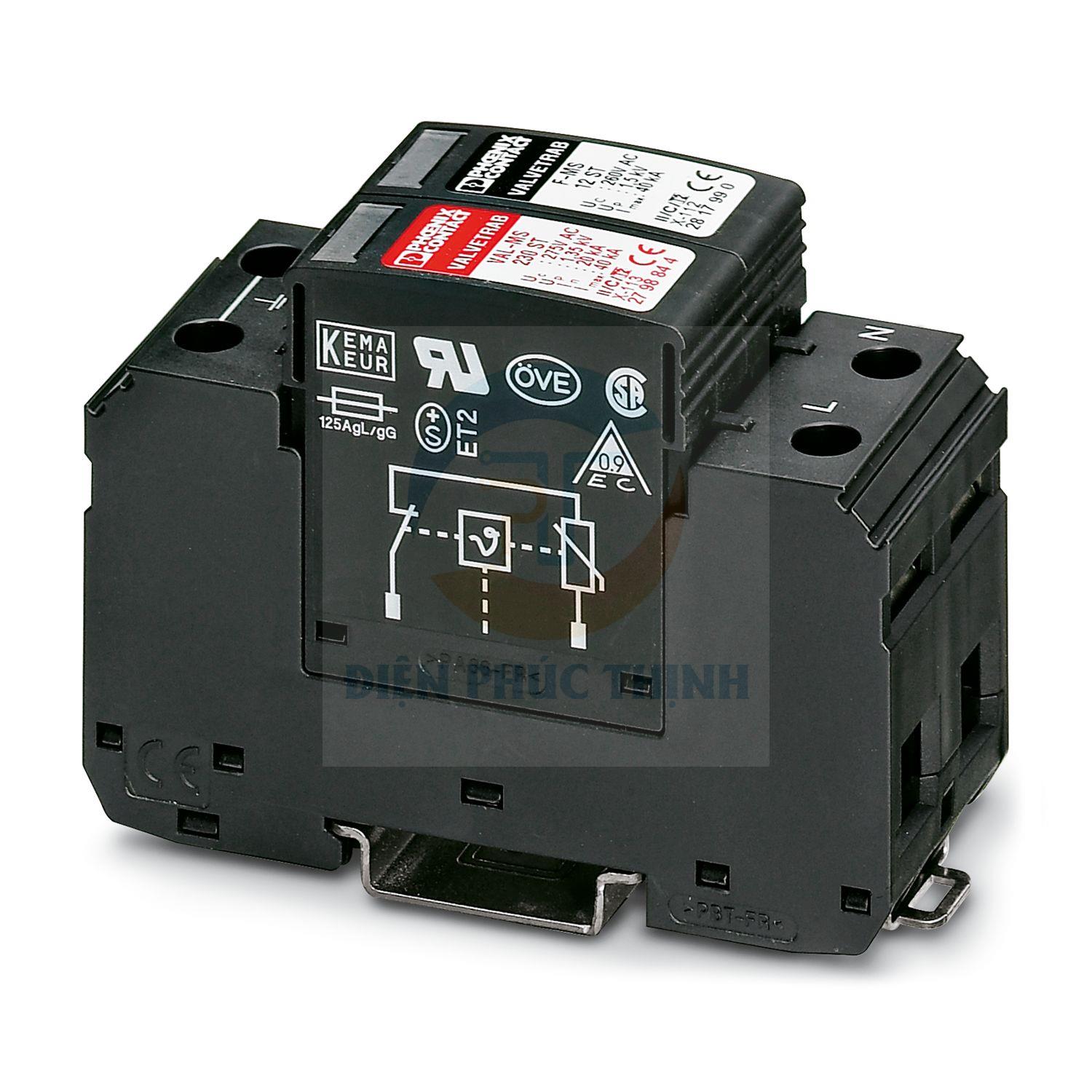 2804429 - Thiết bị chống sét lan truyền VAL-MS 230/1+1 / Surge arrester for 3-conductor power supply systems Phoenix Contact