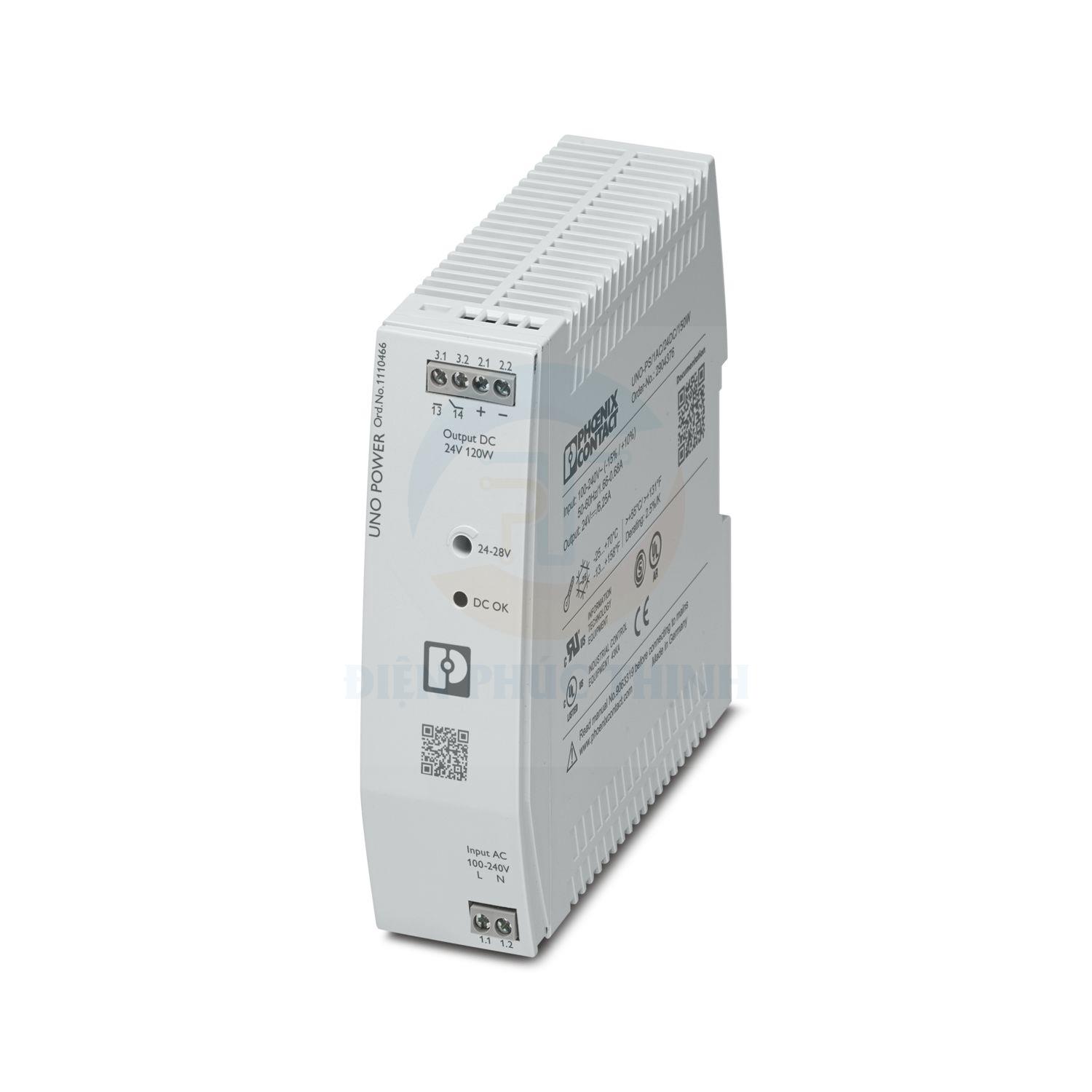 1110466 - Bộ cấp nguồn / Power supply unit UNO2-PS/1AC/24DC/120W hãng Phoenix Contact