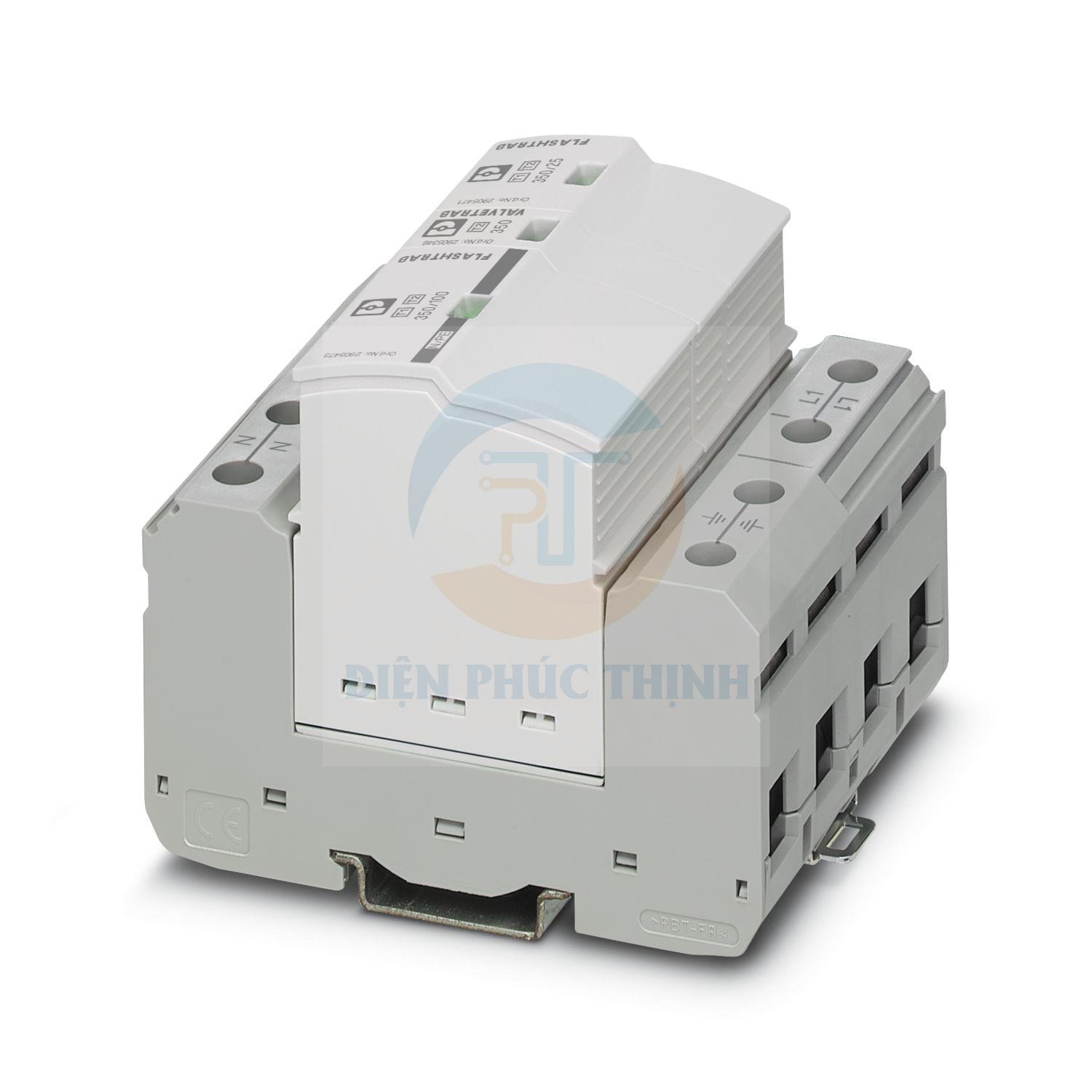 2905466 - Thiết bị chống sét lan truyền FLT-SEC-T1+T2-1S-350/25-FM / Plug-in lightning and surge arrester combination Phoenix Contact