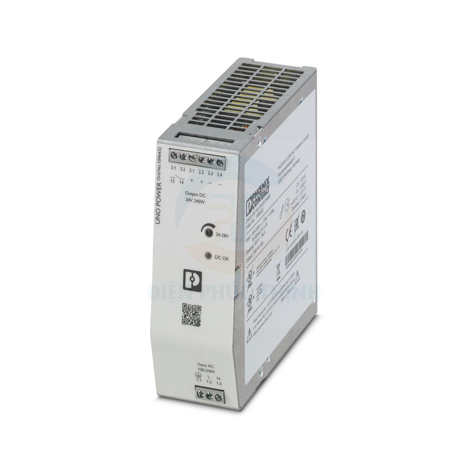 1096432 - Bộ cấp nguồn / Power supply unit UNO2-PS/1AC/24DC/240W hãng Phoenix Contact