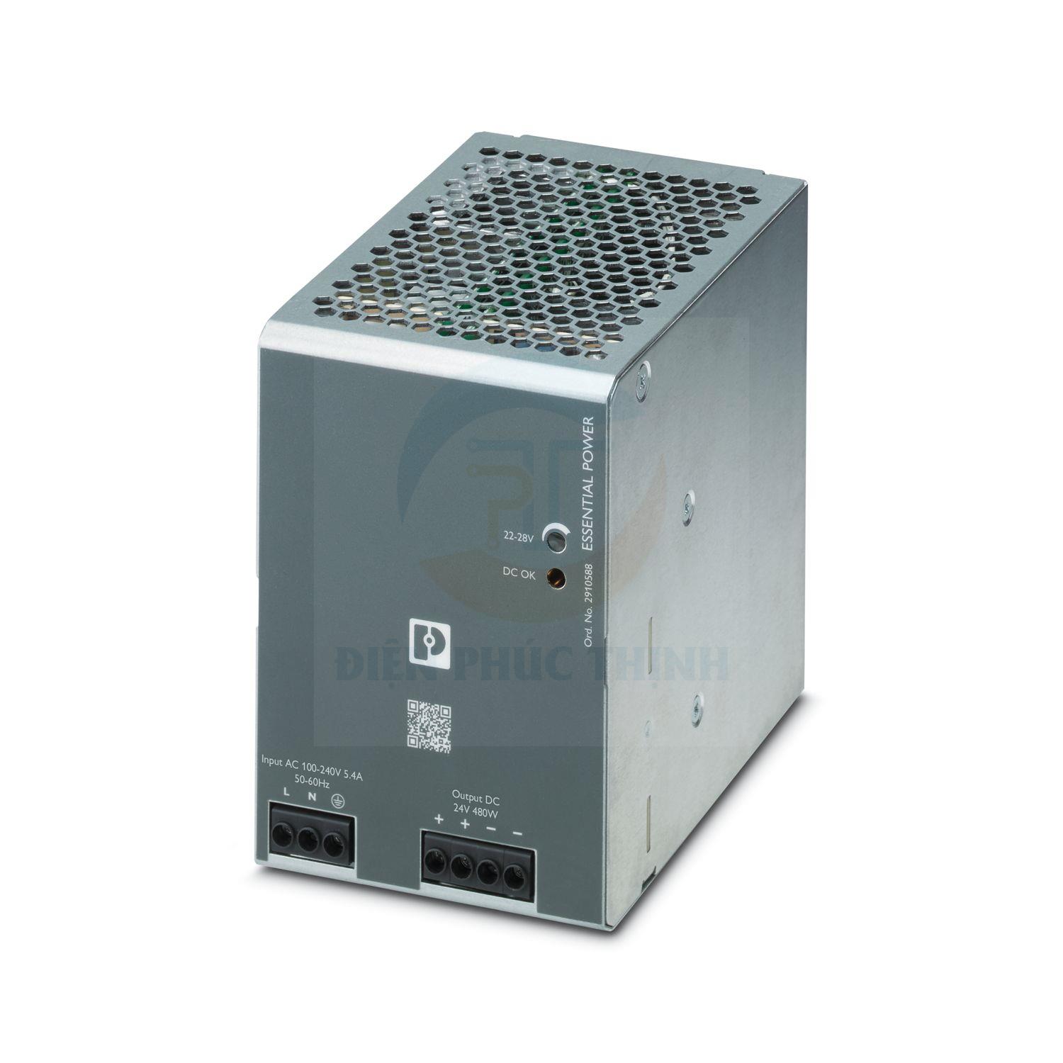 2910588 - Bộ cấp nguồn / Power supply unit ESSENTIAL-PS/1AC/24DC/480W/EE hãng Phoenix Contact