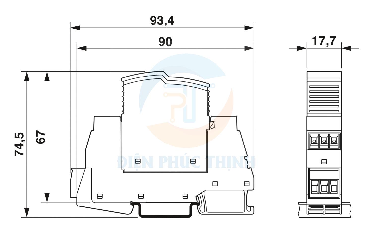 2907919 - Bộ Chống Sét Lan Truyền 1 Pha 3 Dây PLT-SEC-T3-230-FM-UT / Surge protection  Phoenix Contact