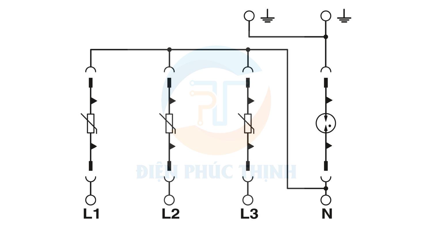 2838209 - Thiết bị chống sét lan truyền VAL-MS 230/3+1 / Surge arrester consisting of base element and ground connectors Phoenix Contact