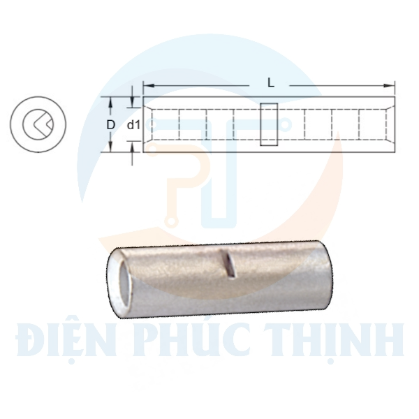 KST-BN2 / Đầu cosse thẳng dẫn nhiệt 1.5-2.5 mm2 - NON-INSULATED BUTT CONNECTORS hãng KST
