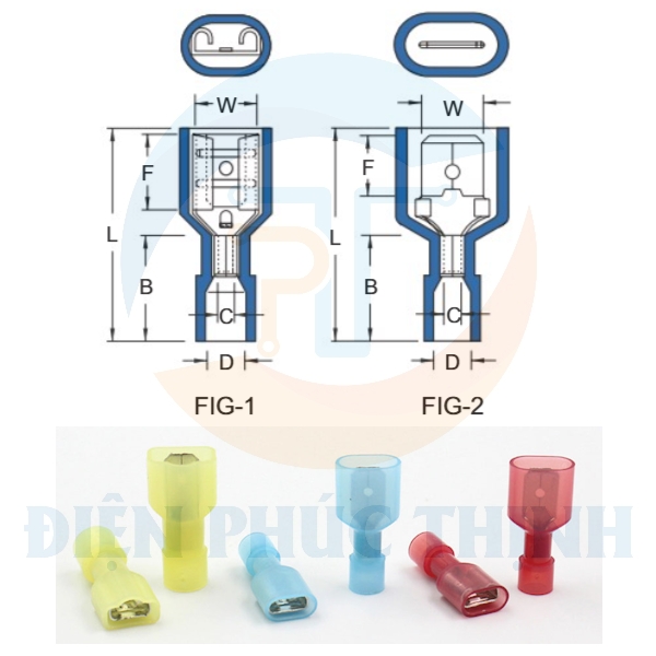 FDFN2-250-CLEAR / Đầu Cosse Ngắt Phụ Cách Điện Nylon (Cái) KST 1.5-2.5 mm - NYLON-FULLY INSULATED FEMALE DISCONNECTORS