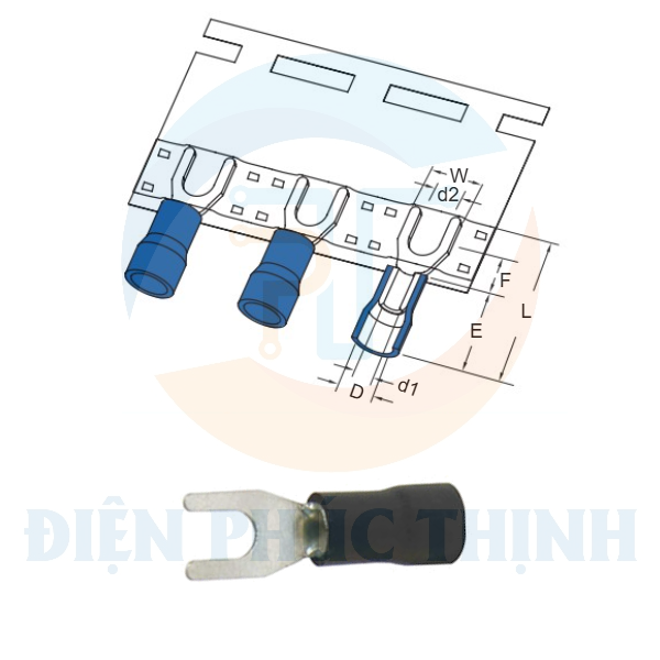 SV3-5-T / Đầu Cosse Chỉa Bọc Nhựa Dạng Cuộn KST 2.5-4 mm2 (100 Cái/Bịch) - VINYL-INSULATED SPADE TERMINALS