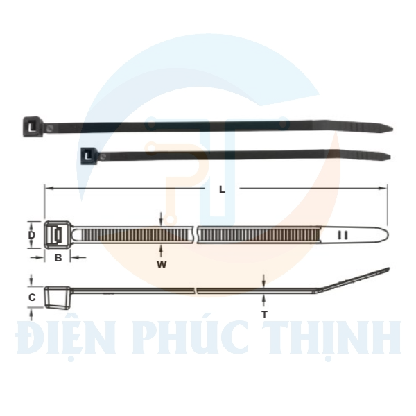 KST-K-100MU / Dây Rút Nhựa KST Chống UV Kích Thước 100 x 2.5mm (100 Cái/Bịch) - Weather Resistant UV