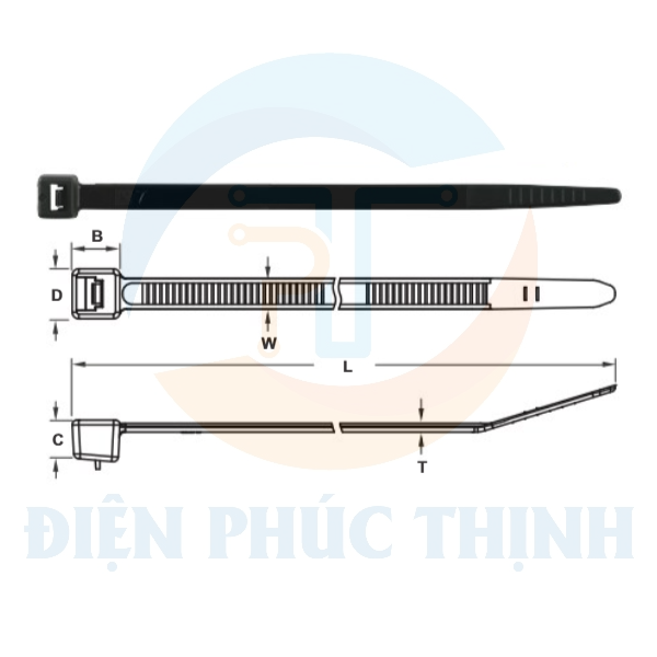 KST-KR-300H / Dây Rút Nhựa Tháo Được KST Kích Thước 300 x 7.6mm ...