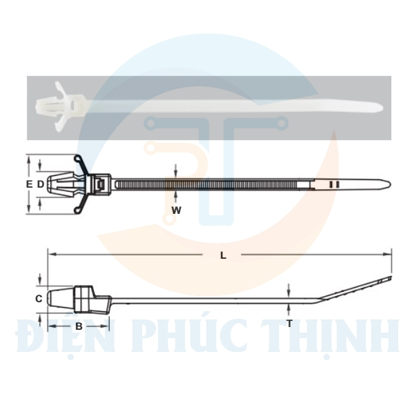 KPM-110M / Dây Rút Soắn Ốc KST Màu Trắng Kích Thước 110 x 2.5mm - Push ...