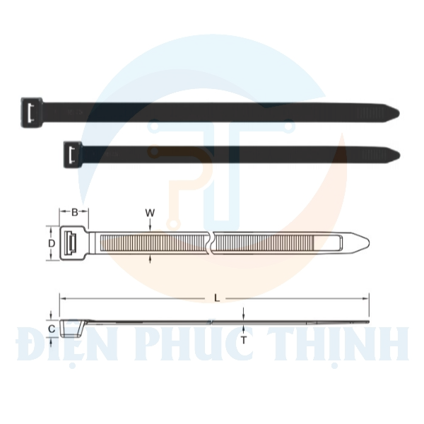 KST-K-580X / Dây Rút Nhựa KST 12.6 (X) Kích Thước 580 x 12.6mm (100 Cái/Bịch) - Nylon cable ties