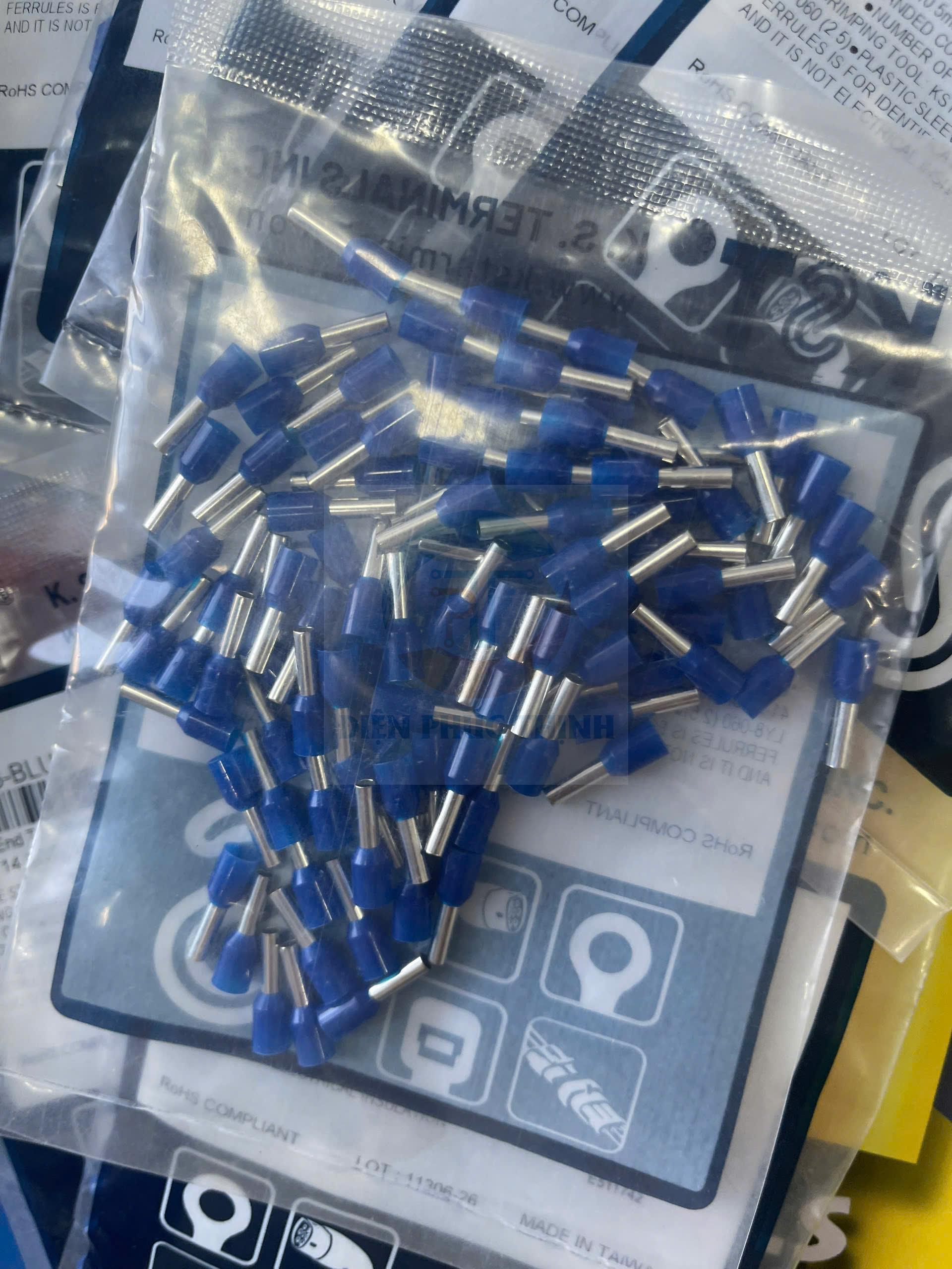 KST-E2508 / Đầu cosse pin rỗng bọc nhựa 2.5 mm2 - NYLON-INSULATED CORD END TERMINALS (E SERIES) hãng KST