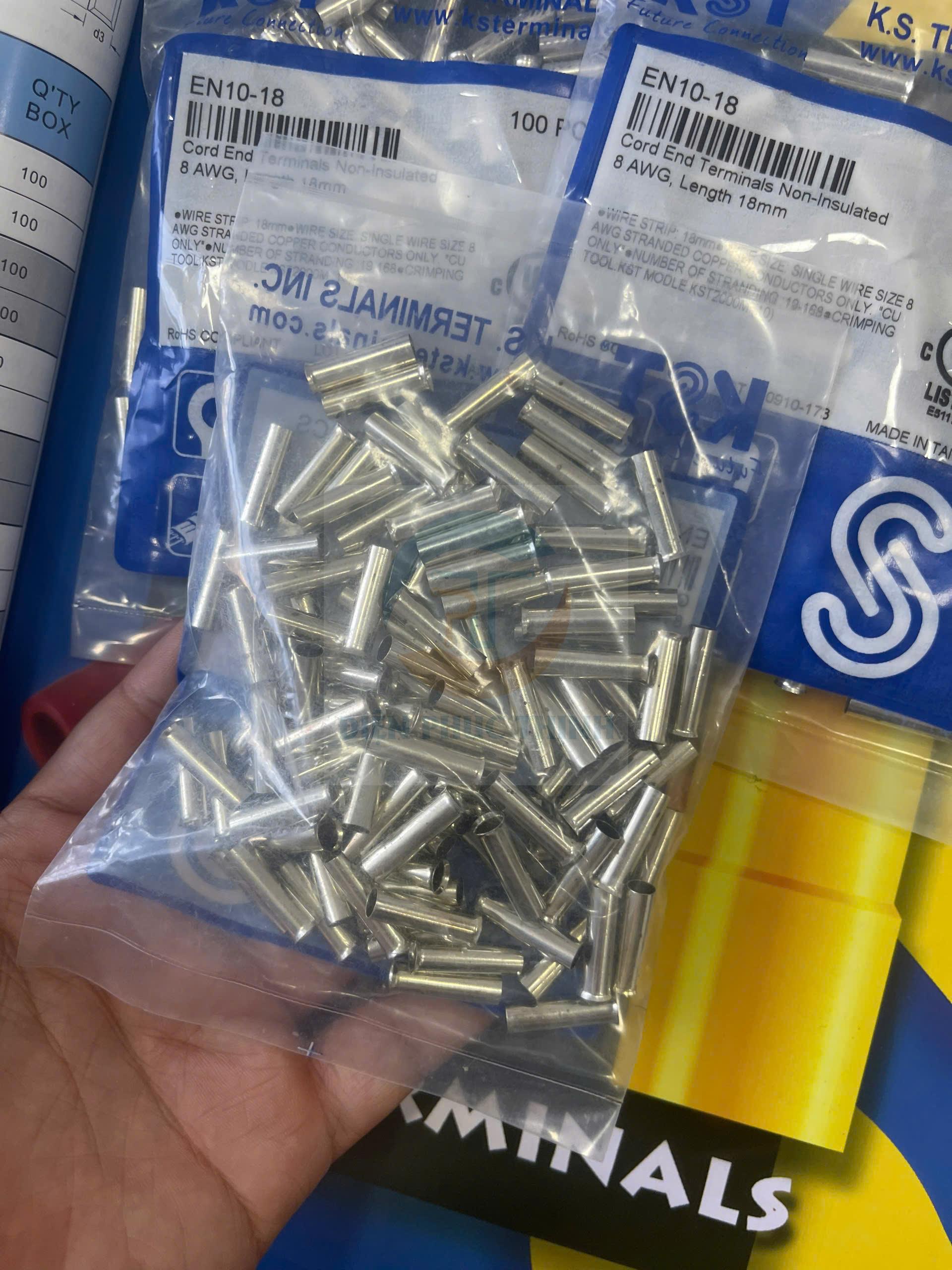 KST-EN10-18 / Đầu cosse pin rỗng trần 10 mm2 - NON-INSULATED CORD END TERMINALS hãng KST