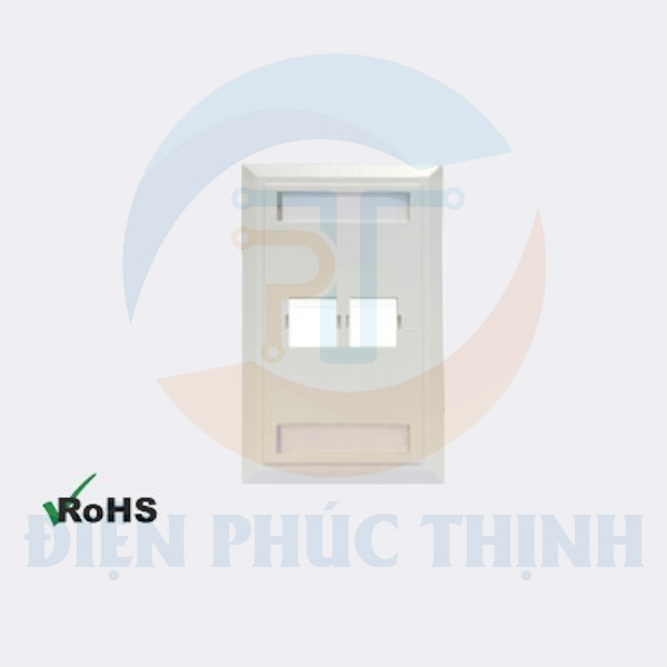 124-15102WH / Mặt Nạ Ổ Cắm Mạng Norden Face Plate USA Plain 02 Port Trắng