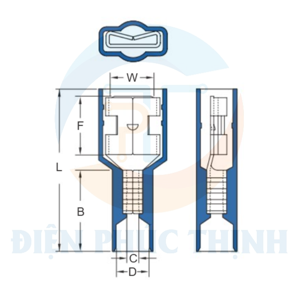 FDFNY1-187(5)MM / Đầu Cosse Ngắt Phụ Cách Điện Nylon (Cái) Loại MM KST Loại MM 0.5-1.5 mm - NYLON-FULLY INSULATED FEMALE DISCONNECTORS (MM TYPE)