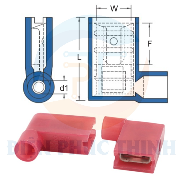 FLDNY2-250 / Đầu Cosse Ngắt Phụ Cách Điện Nylon (Cái) Dạng Cờ KST 1.5-2.5 mm - NYLON-INSULATED FLAG FEMALE DISCONNECTORS