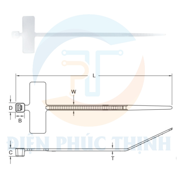KST-KI-100M / Dây Rút Nhựa Ghi Chú Bản Trong KST Kích Thước 100x2.5mm - MARKABLE CABLE TIES