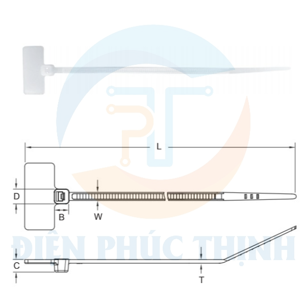 KST-KIH-110M / Dây Rút Nhựa Ghi Chú Bản Ngoài KST Kích Thước 112x2.5mm - MARKABLE CABLE TIES
