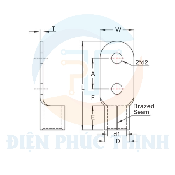 RNB325-12-2B / Đầu Cosse Tròn Trần 2 Lỗ KST 325 mm2 (2 Cái/Bịch) - NON-INSULATED (2 HOLES) RING TERMINALS